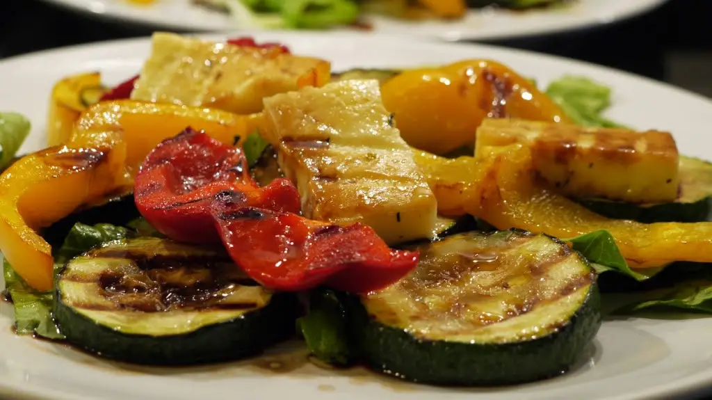 Sałata z grillowanymi warzywami i serem