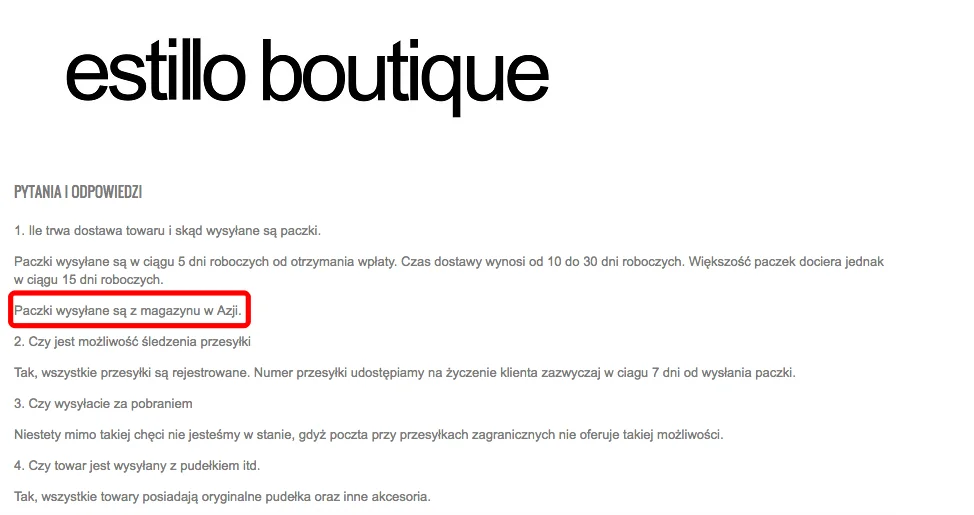 estillo boutique podrobki