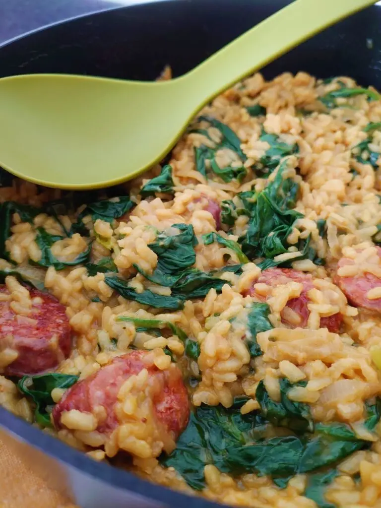 risotto ze szpinakiem szlotka i szafranem 