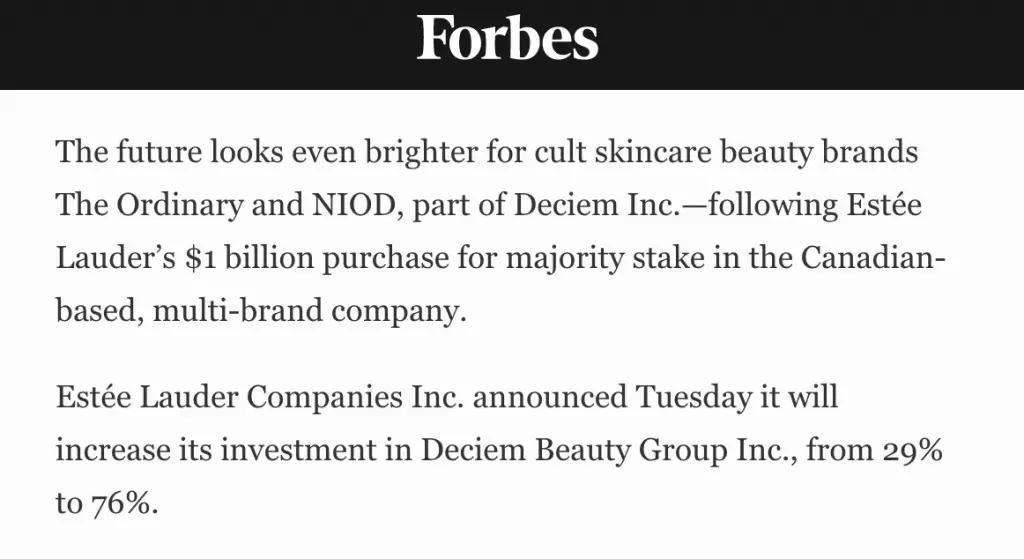 forbes estee lauder the ordinary