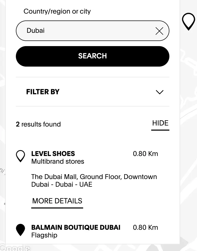 butiki balmain w dubaju