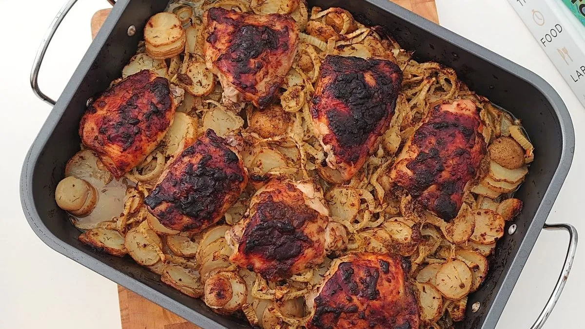 kurczak pieczony z koprem wloskim i ziemniakami